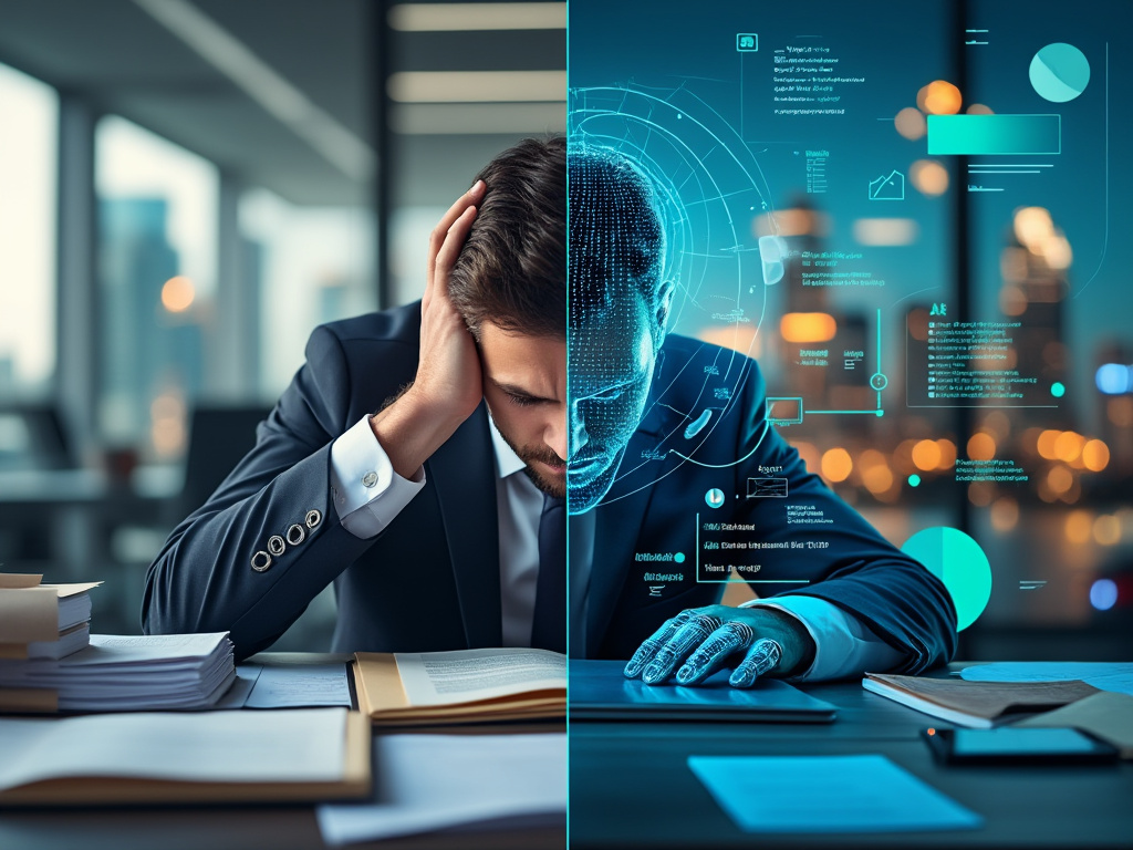 Split-screen comparison of traditional vs  Legal A.I. Tools - powered compliance and risk management in an Australian law firm